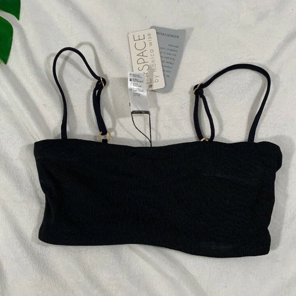 NEW $92 L Space Ridin' High Rebel Ribbed Bikini‎ Top in Black [SZ XS ] - Picture 2 of 8